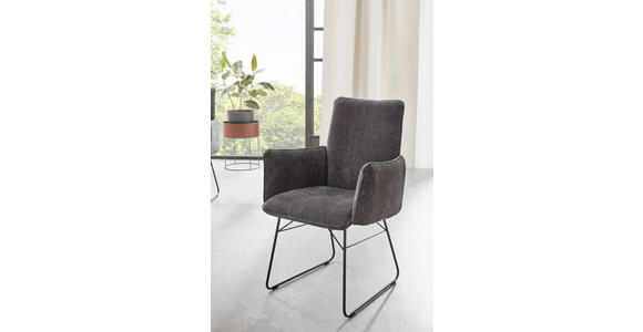 ARMLEHNSTUHL  Lederauswahl, Stoffauswahl, Typenauswahl, inklusive Armlehnen, Gestellauswahl Mikrofaser  - Anthrazit/Schwarz, Design, Textil/Metall (61/91/60cm) - Dieter Knoll
