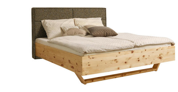 BETT 180/200 cm in Zirbelkieferfarben, Olivgrün - Zirbelkieferfarben/Olivgrün, Natur, Holz/Textil (180/200cm) - Valnatura