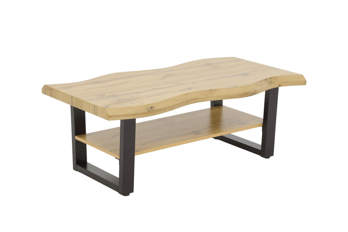 COUCHTISCH 110/60/42 cm rechteckig Schwarz, Wildeiche  - Wildeiche/Schwarz, Basics, Holzwerkstoff/Metall (110/60/42cm) - Boxxx