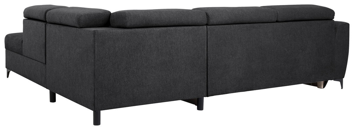 ECKSOFA Schwarz Velours  - Schwarz, KONVENTIONELL, Textil/Metall (255/217cm) - Carryhome