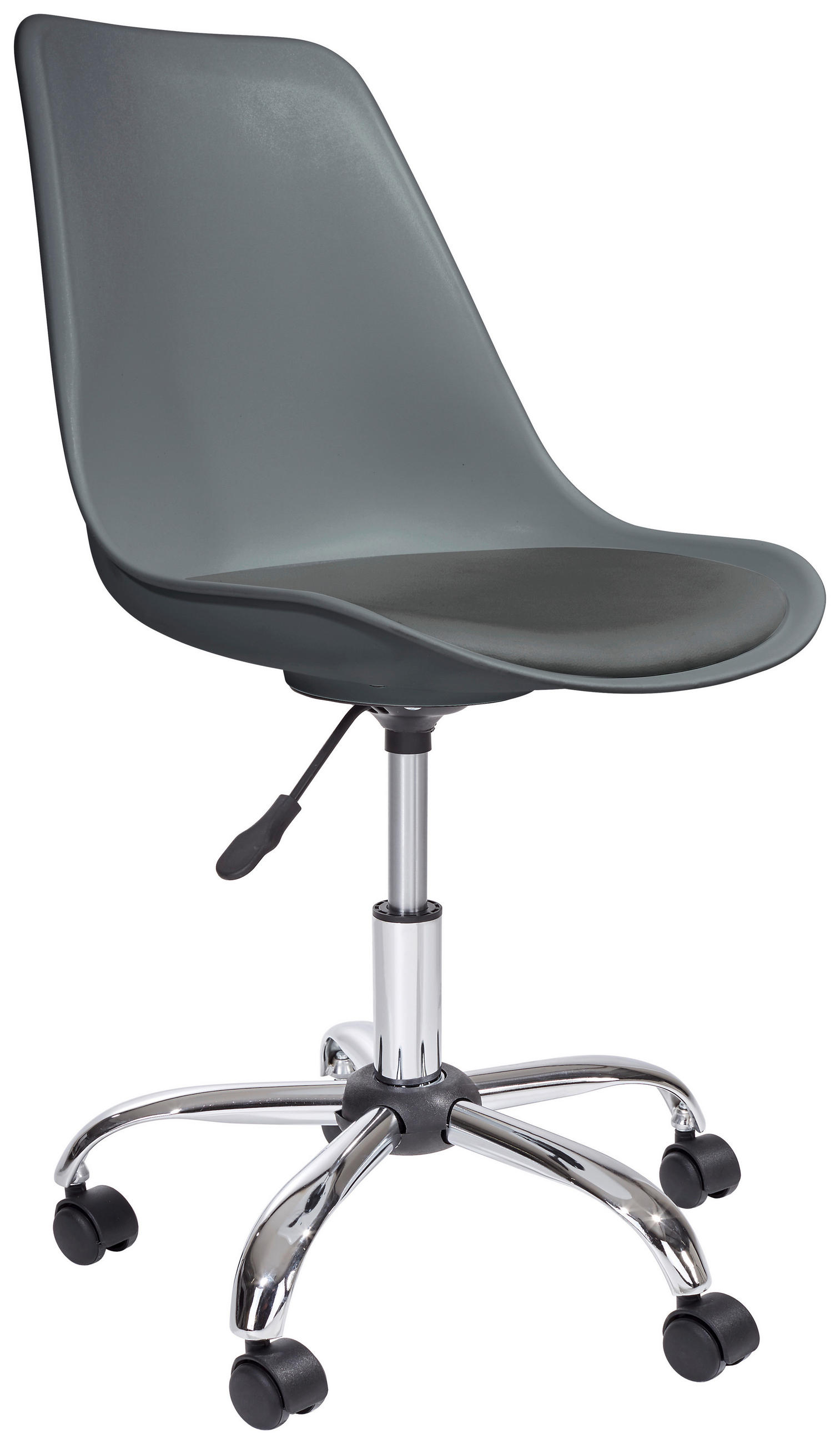 DREHSTUHL Lederlook Grau, Chromfarben  - Chromfarben/Schwarz, MODERN, Kunststoff/Textil (57,50/81-93/47cm) - MID.YOU