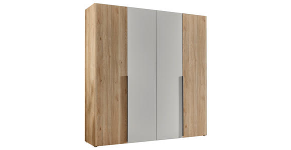 KLEIDERSCHRANK in Weiß, Eichefarben - Eichefarben/Schwarz, KONVENTIONELL, Holzwerkstoff/Kunststoff (200/210/53cm) - Carryhome