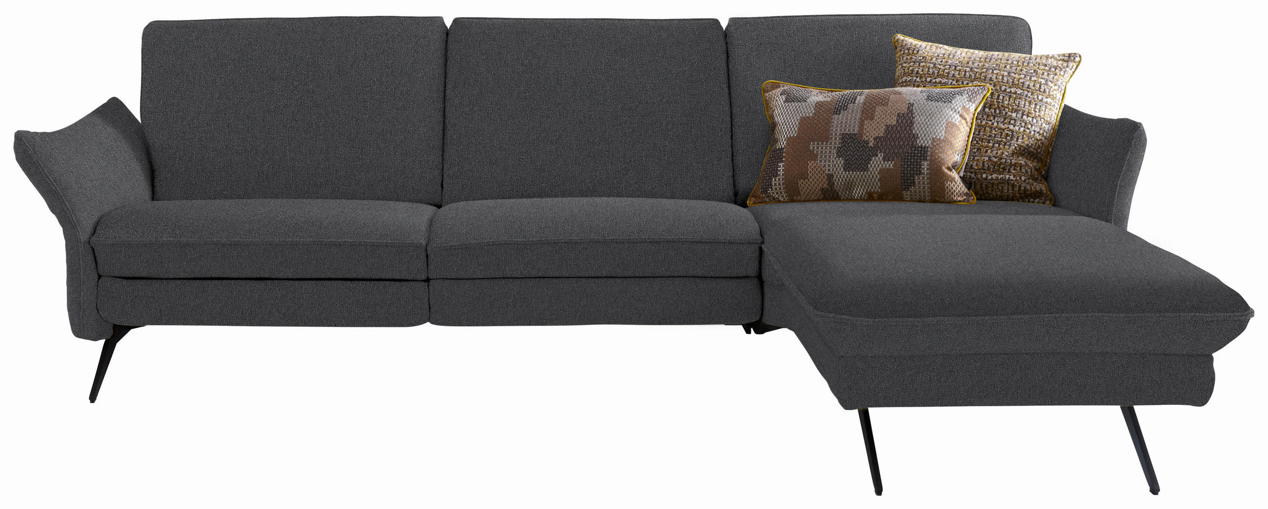ECKSOFA Mikrofaser Dunkelbraun  - Anthrazit/Dunkelbraun, Design, Textil/Metall (262/158cm) - Himolla Komfortklass