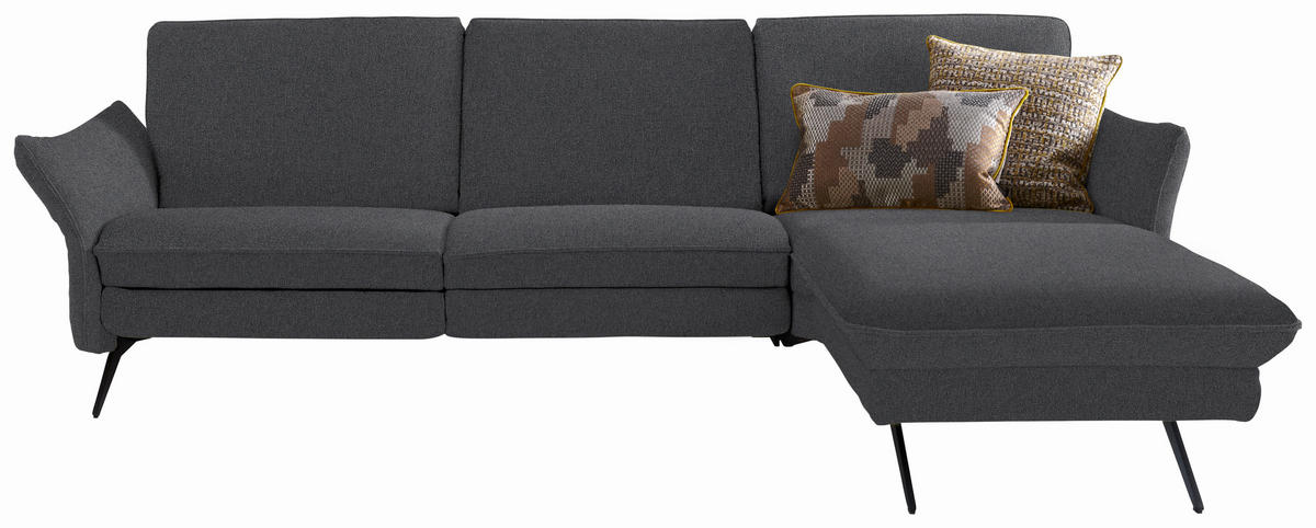 ECKSOFA  in Mikrofaser Dunkelbraun  262/158 cm  - Anthrazit/Dunkelbraun, Design, Textil/Metall (262/158cm) - Himolla Komfortklass