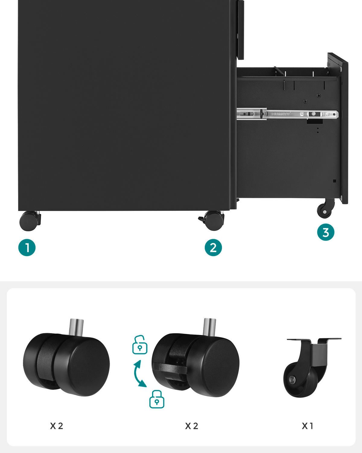 ROLLCONTAINER Schwarz  - Schwarz, Basics, Metall (30/60/45cm) - Boxxx