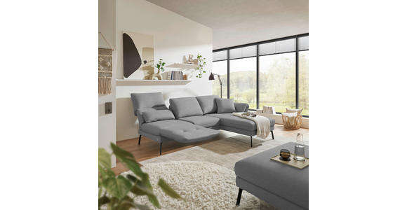 ECKSOFA  in Flachgewebe Hellgrau  255-365/175-224 cm  - Hellgrau/Schwarz, Design, Textil/Metall (255-365/175-224cm) - Dieter Knoll