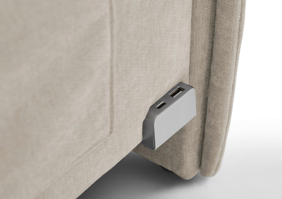 POLSTERLIEGE in Flachgewebe Beige  - Eichefarben/Beige, Konventionell, Holz/Textil (90/200cm) - home24