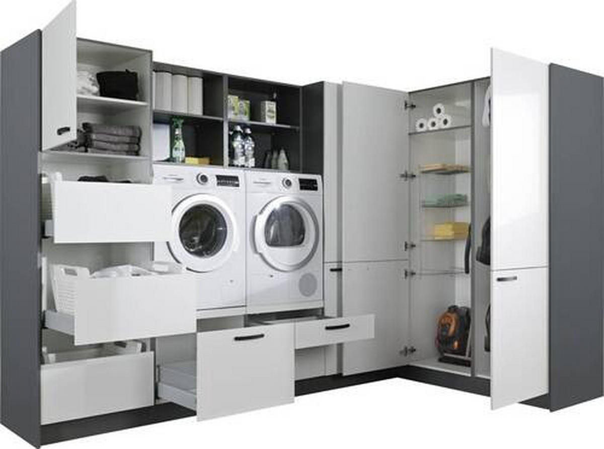 HAUSWIRTSCHAFTSRAUM  in Anthrazit, Weiß  - Anthrazit/Weiß, Basics, Holzwerkstoff (310/190cm) - Express