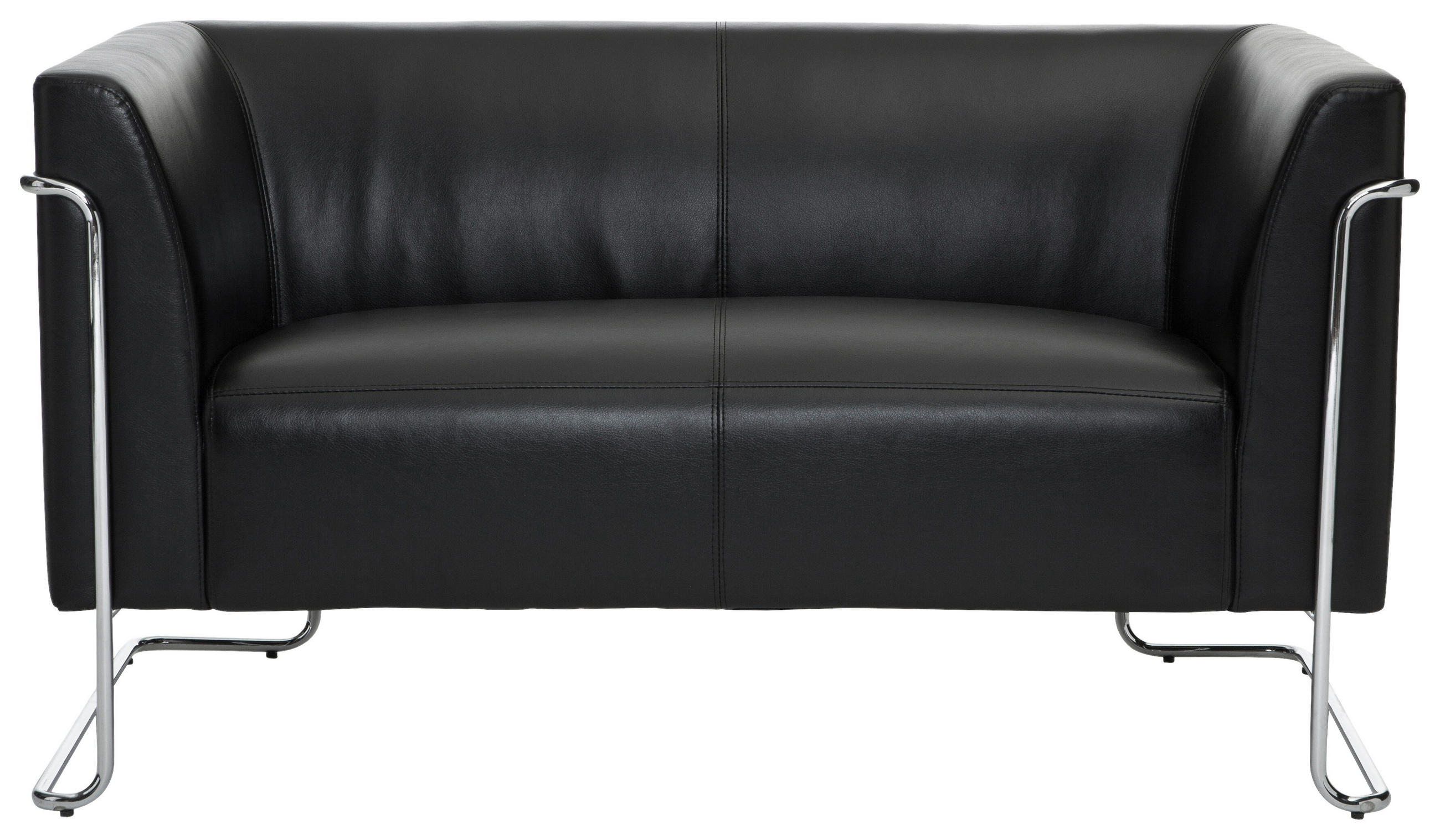 2-SITZER-SOFA Lederlook Schwarz - Silberfarben/Schwarz, MODERN, Textil/Metall (130/71/74cm) - MID.YOU