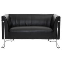 2-SITZER-SOFA Lederlook Schwarz  - Silberfarben/Schwarz, MODERN, Textil/Metall (130/71/74cm) - MID.YOU