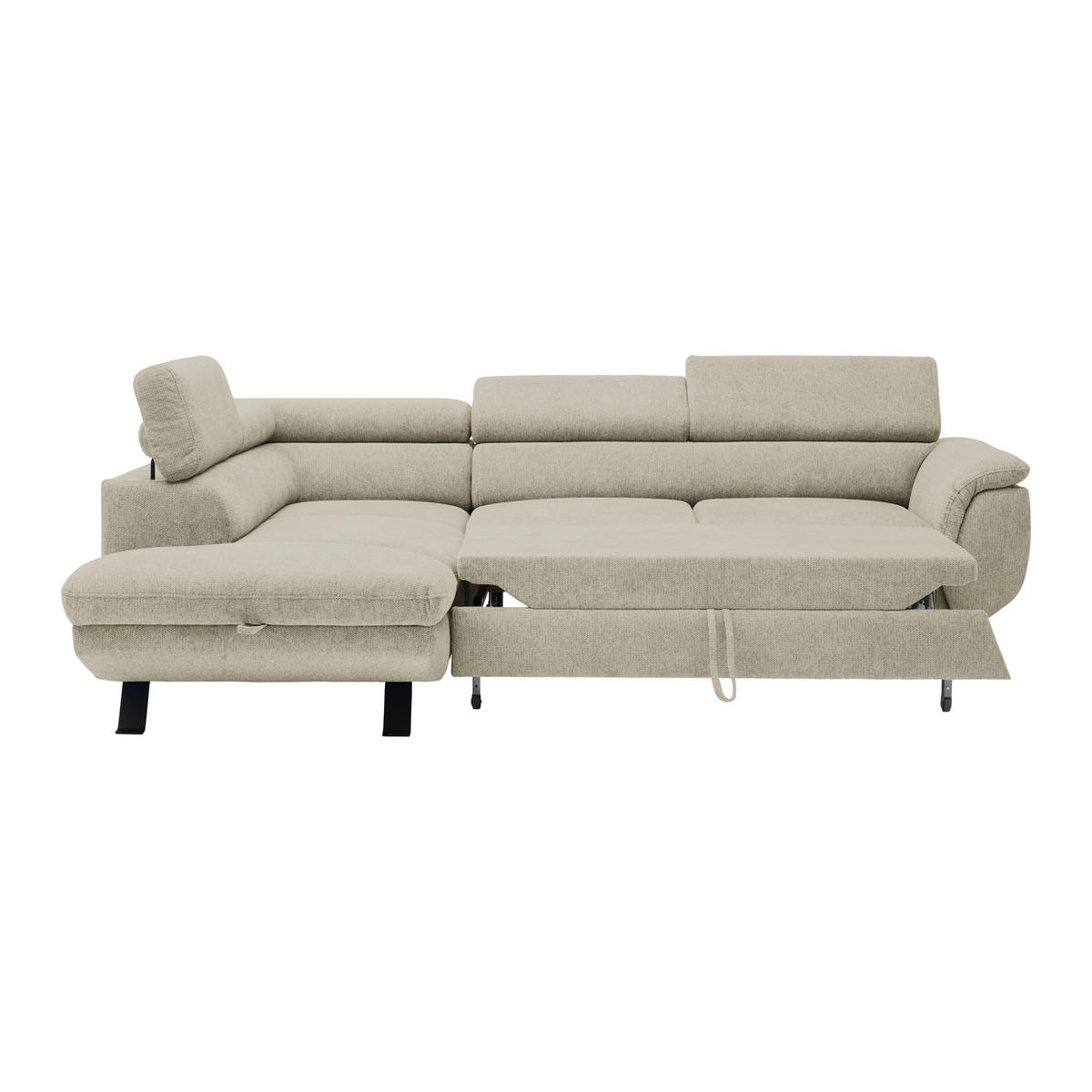 HÖRNSOFFA i vävt tyg greige  - greige/svart, Modern, metall/textil (198/257cm) - MID.YOU