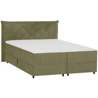 Boxspring 160x200 cm  in măsliniu  - măsliniu, Modern, metal/lemn (160/200cm) - Welnova