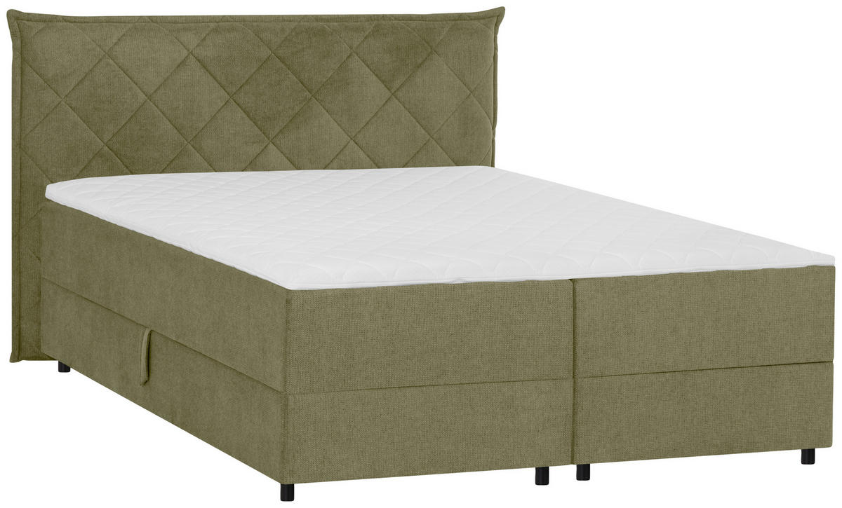 Boxspring 160x200 cm  in măsliniu  - măsliniu, Modern, metal/lemn (160/200cm) - Welnova