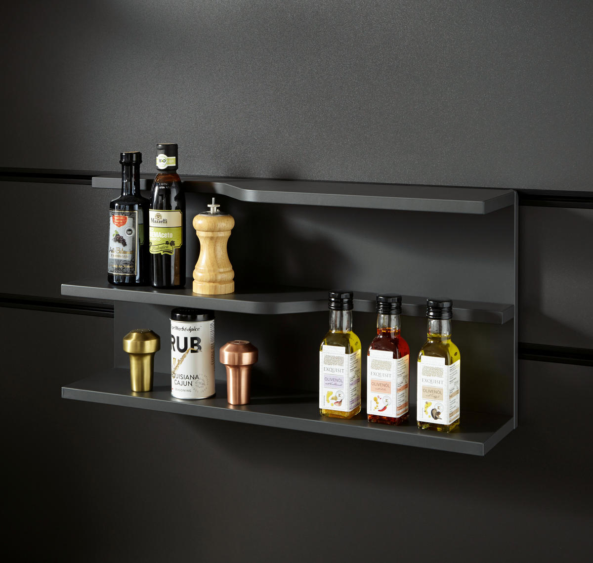 EINBAUKÜCHE SILVIA  - Rot/Schwarz, Design, Holzwerkstoff - Novel