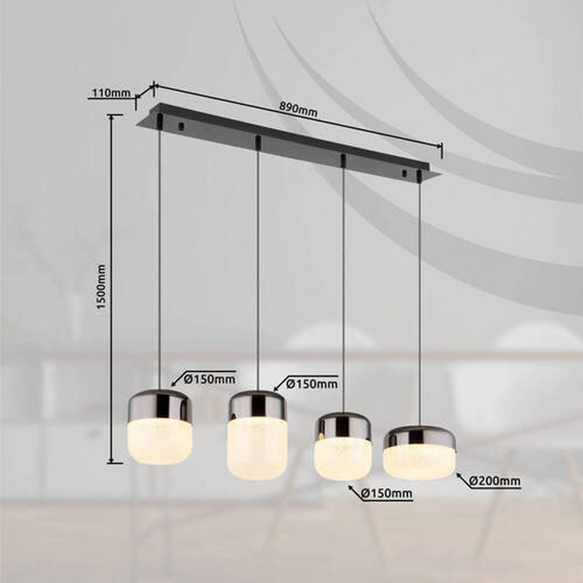 LED-HÄNGELEUCHTE  99/20 cm   - Klar/Graphitfarben, Design, Glas/Metall (99/20cm) - Globo