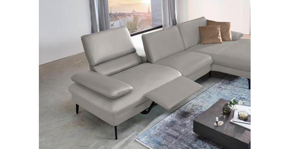 ECKSOFA in Echtleder Hellgrau  - Hellgrau/Schwarz, Design, Leder/Metall (325/157cm) - Dieter Knoll