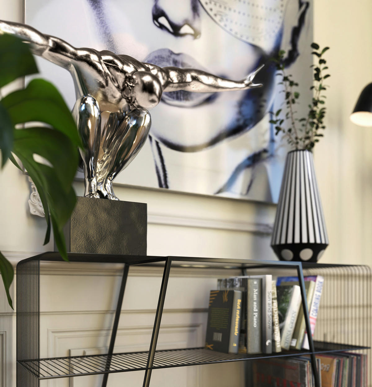 SKULPTUR - Silberfarben/Schwarz, Design, Kunststoff (100/64/31cm) - Kare-Design