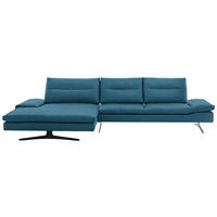 ECKSOFA in Echtleder Hellblau  158/342 cm  - Schwarz/Hellblau, MODERN, Leder/Metall (158/342cm) - Chilliano