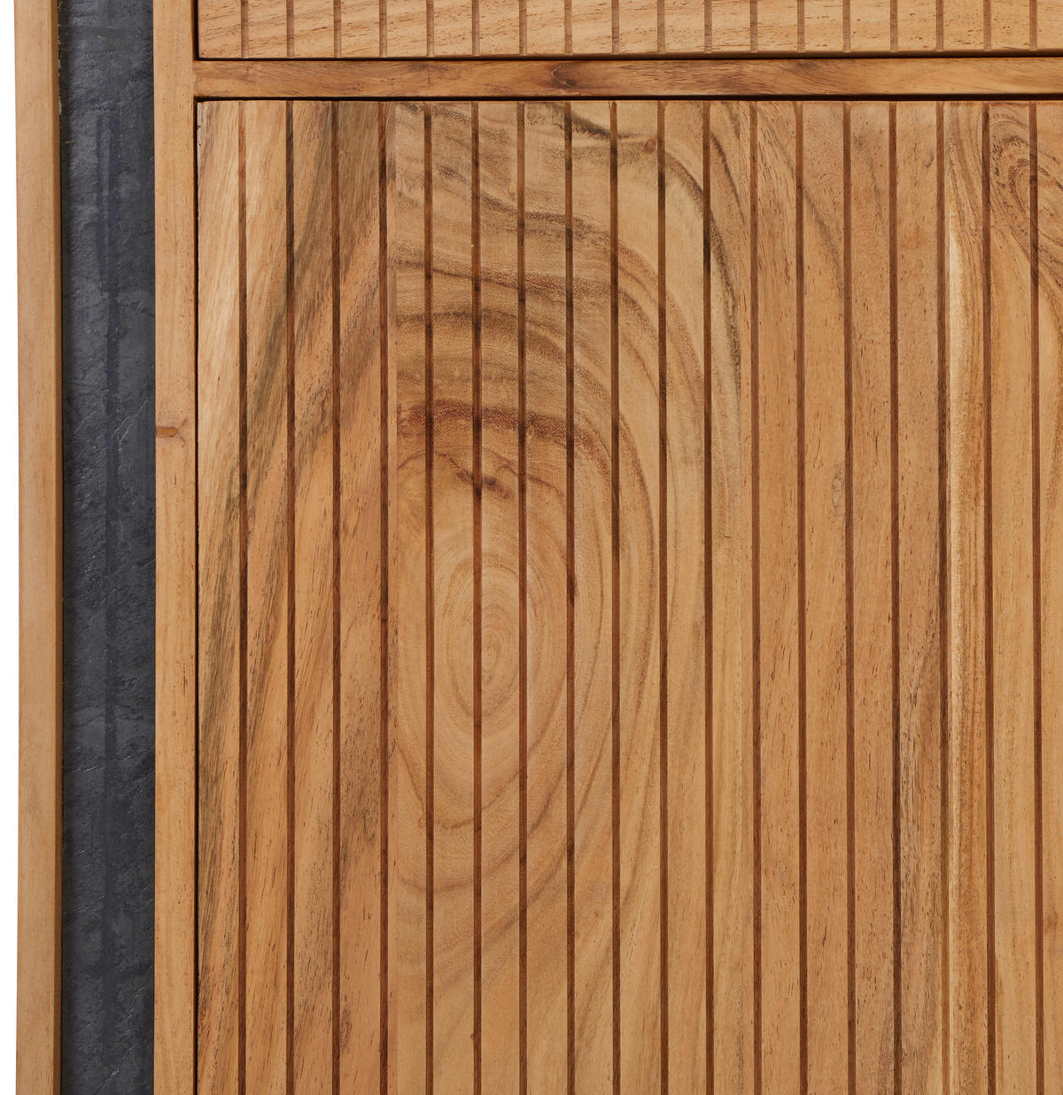 VITRINSKÅP  i massiv akacia svart, akaciefärgad  - svart/akaciefärgad, Lifestyle, metall/trä (60/185/40cm) - MID.YOU