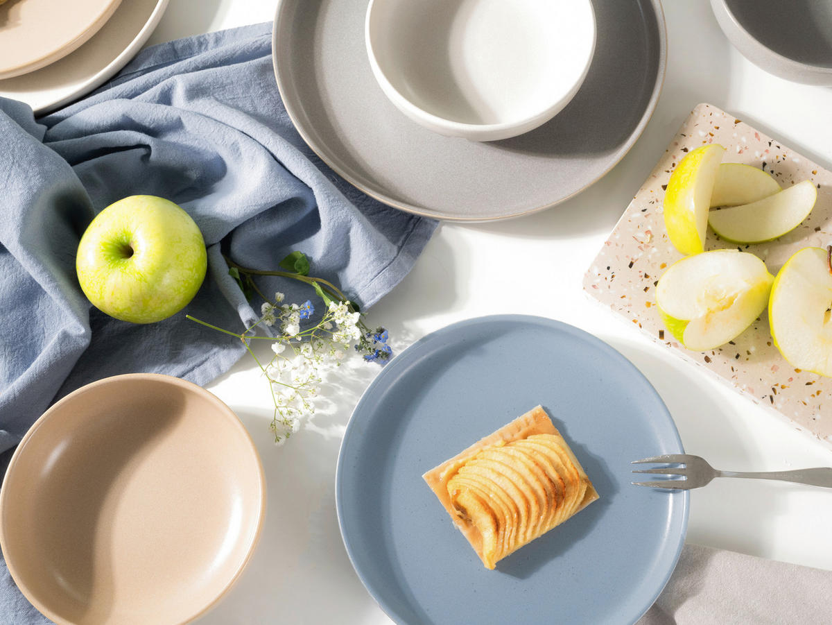 SERVIS Uno Nordic 12 delar  - sandfärgad/ljusblå, Basics, keramik - Creatable