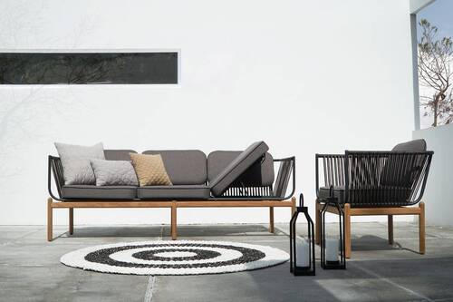 LOUNGESOFA 210/67/78 cm Teakholz massiv Aluminium  - Graphitfarben/Braun, Design, Holz/Textil (210/67/78cm) - Zebra 
