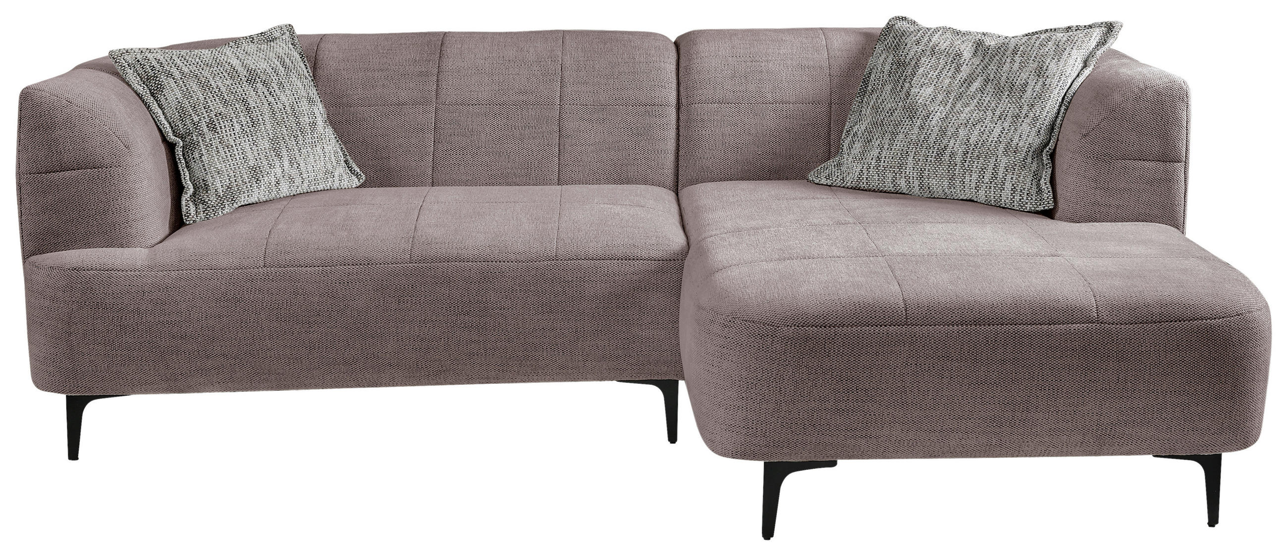 ECKSOFA Taupe Struktur  - Taupe/Schwarz, Design, Textil/Metall (247/158cm) - MID.YOU