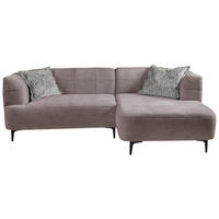 ECKSOFA Taupe Struktur  - Taupe/Schwarz, Design, Textil/Metall (247/158cm) - MID.YOU
