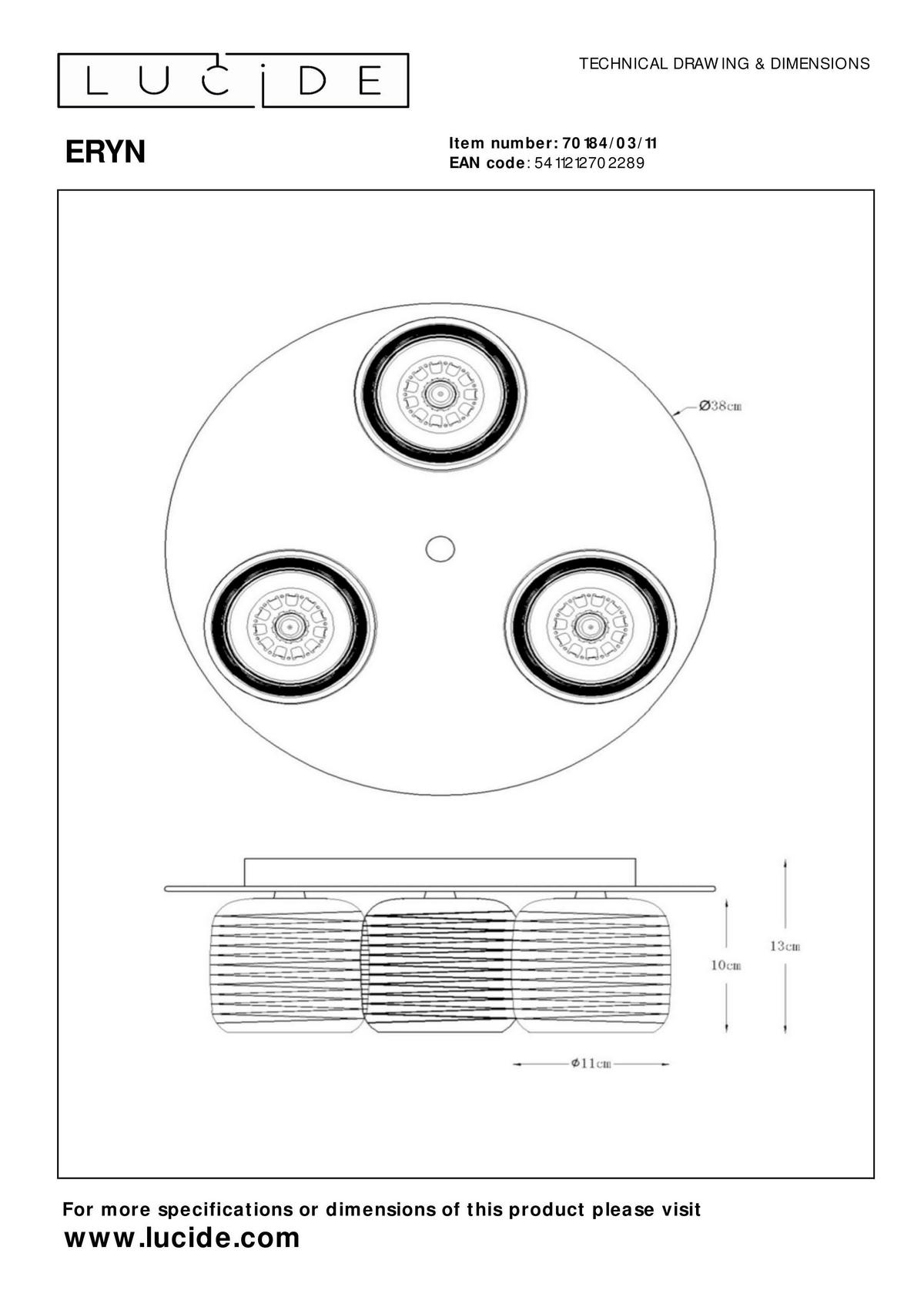 DECKENLEUCHTE Modern 38/38/13 cm  - Chromfarben, Design, Glas (38/38/13cm) - Lucide
