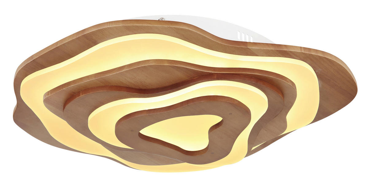 LED-DECKENLEUCHTE 58/50/10 cm   - Dunkelbraun/Opal, Natur, Holz/Kunststoff (58/50/10cm) - Globo