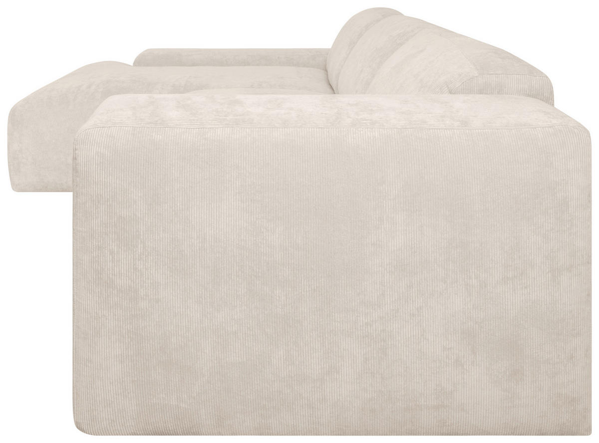 ECKSOFA HANNAH Creme Cord  - Creme/Schwarz, Design, Kunststoff/Textil (170/343cm) - MID.YOU