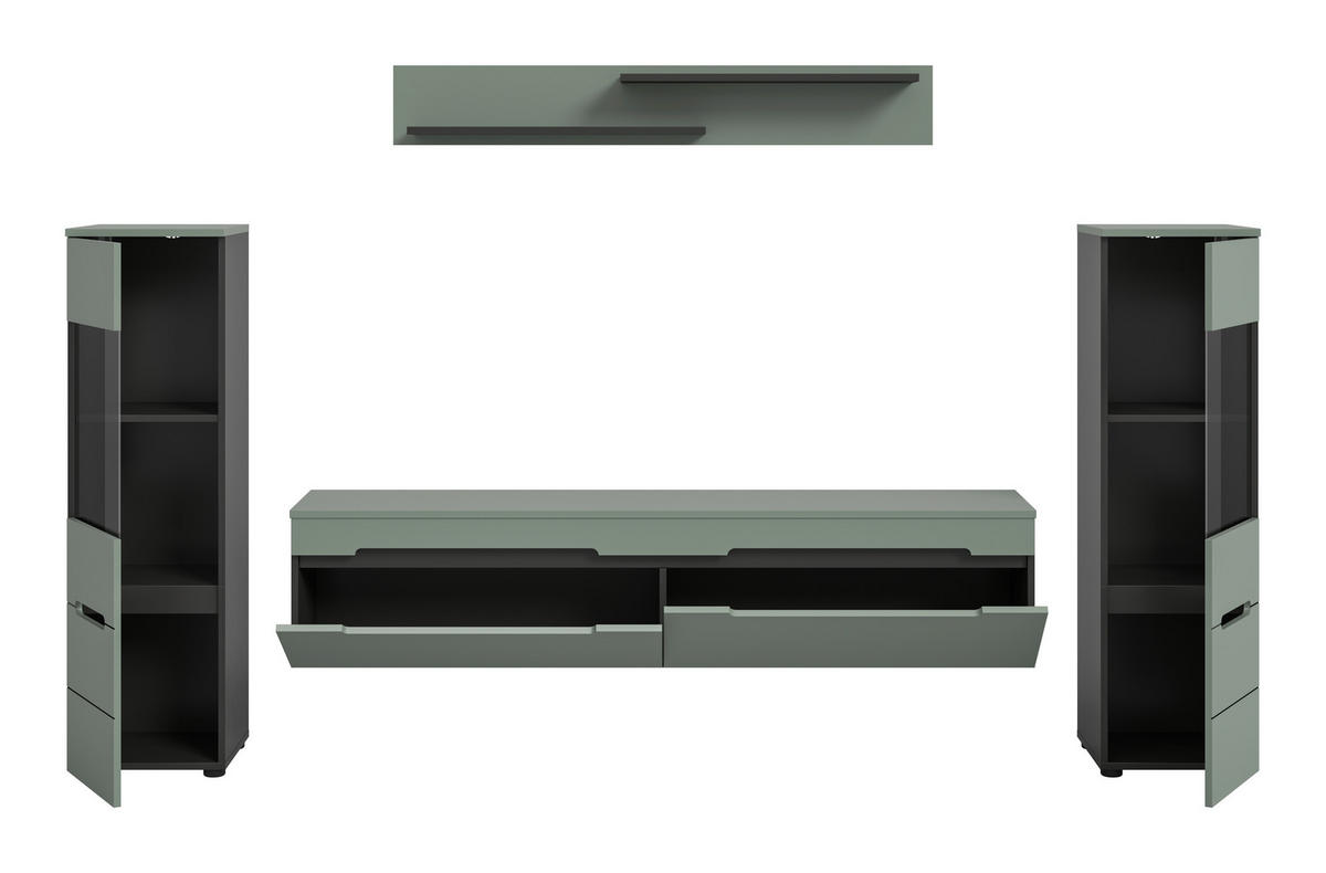 OBÝVACÍ STĚNA  - černá, Design, kompozitní dřevo/plast (272/141/33cm) - Livetastic