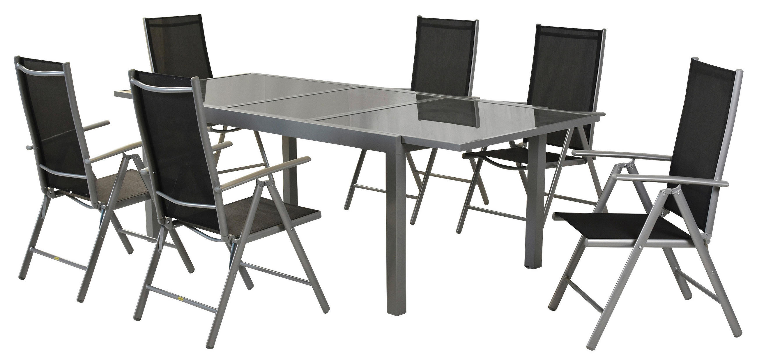 GARTENSET 7-teilig  - Silberfarben/Schwarz, MODERN, Textil/Metall - Gardenson