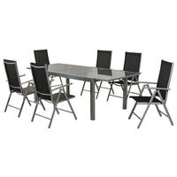 GARTENSET 7-teilig  - Silberfarben/Schwarz, MODERN, Textil/Metall - Gardenson