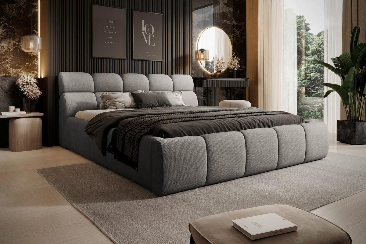POLSTERBETT 180/200 cm  in Beige  - Beige/Schwarz, Design, Kunststoff/Textil (180/200cm) - Esposa