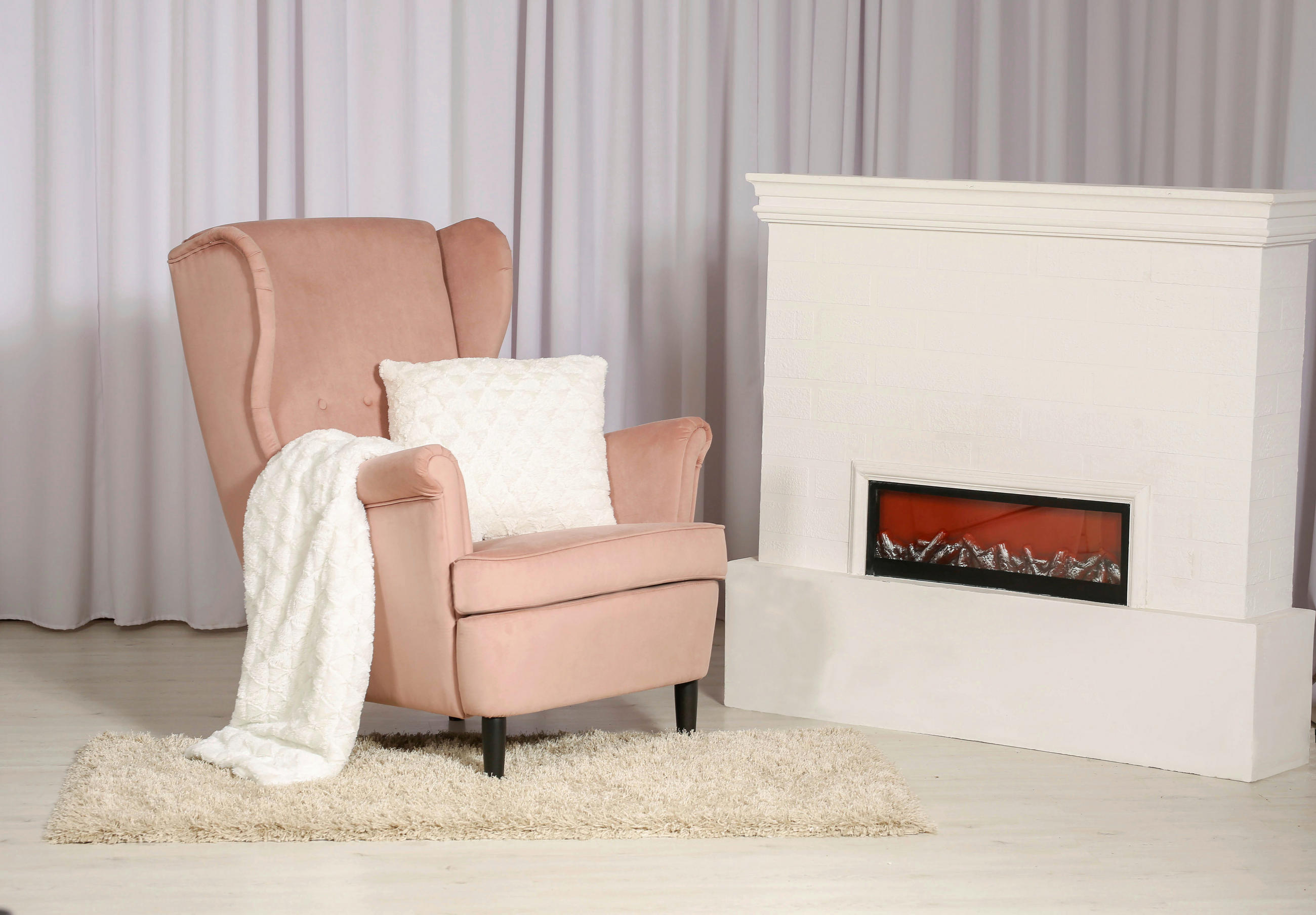 KRESLO UŠIAK, drevo, textil, kartón, kompozitné drevo, pink - pink/čierna, Basics, kartón/drevo (78/102/98cm) - Niels Andersson