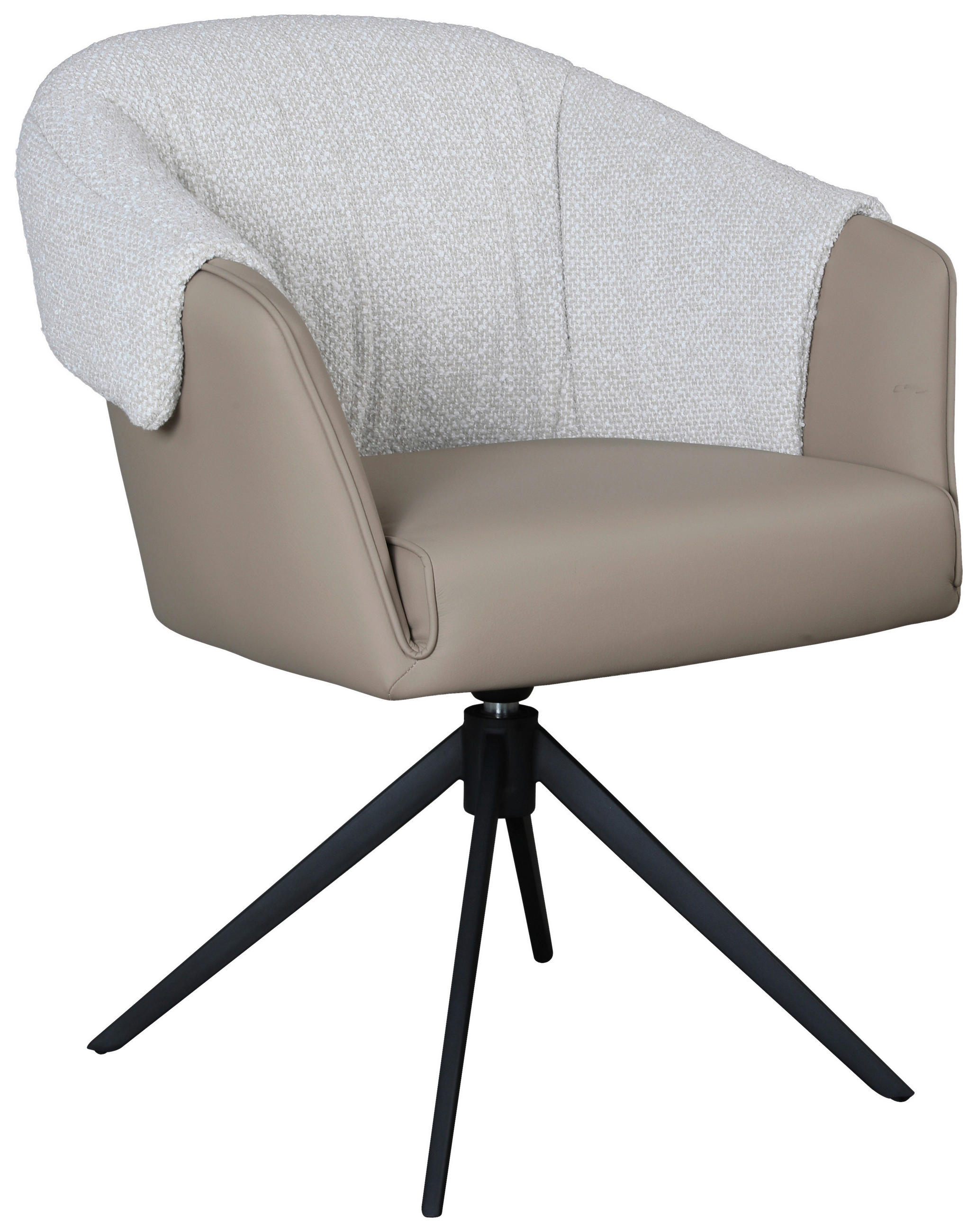 ARMLEHNSTUHL  Sitzfläche 360° drehbar, automatische Rückholfunktion Lederlook, Leinenoptik  Greige, Schwarz  - Greige/Schwarz, Design, Textil/Metall (68,5/83/65,5cm) - Carryhome