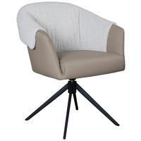 ARMLEHNSTUHL  Sitzfläche 360° drehbar, automatische Rückholfunktion Lederlook, Leinenoptik  Greige, Schwarz  - Greige/Schwarz, Design, Textil/Metall (68,5/83/65,5cm) - Carryhome