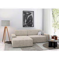 ECKSOFA in Cord Creme  - Creme/Schwarz, Modern, Kunststoff/Textil (162/246cm) - Trendmanufaktur