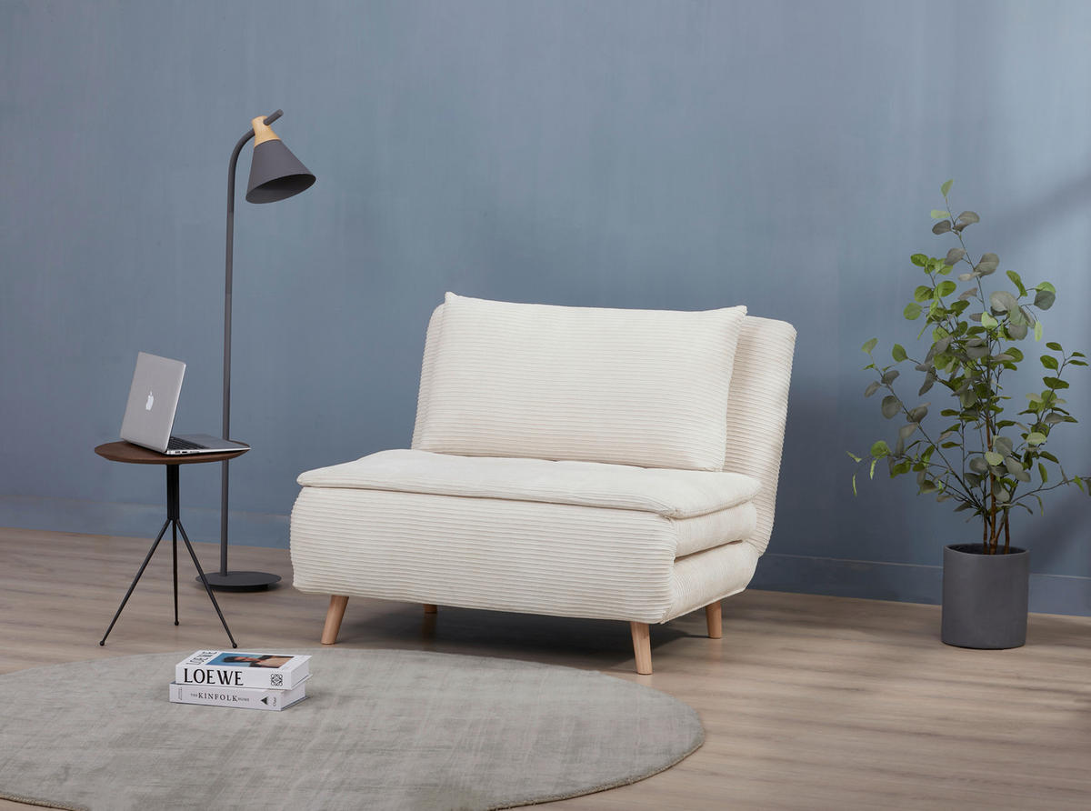 SCHLAFSOFA Cord Beige  - Beige/Naturfarben, Design, Holz/Textil (105/80/90cm) - Carryhome