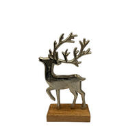 OKRASNI SEVERNI JELEN - srebrne barve/naravne barve, Basics, kovina/les (12,5/22,5/5cm) - Ambia Home