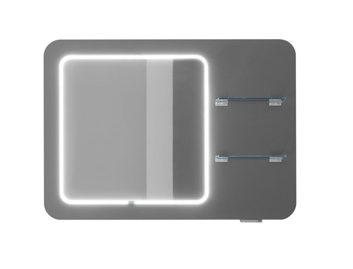 BADEZIMMERSPIEGEL 105/75/3,2 cm  - Grau, MODERN, Glas/Holzwerkstoff (105/75/3,2cm) - Sadena