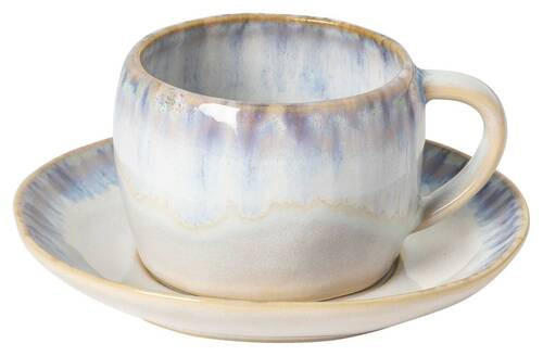 KAFFEETASSE MIT UNTERTASSE BRISA - Blau/Weiß, Basics, Keramik - Costa Nova
