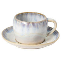 KAFFEETASSE MIT UNTERTASSE BRISA  - Blau/Weiß, Basics, Keramik - Costa Nova