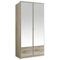 DREHTÜRENSCHRANK  in Eichefarben  - Eichefarben/Alufarben, KONVENTIONELL, Glas/Holzwerkstoff (90/199/58cm) - MID.YOU