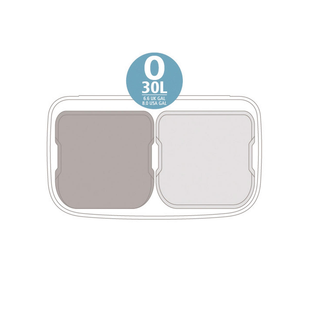 KANTA SA PAPUČICOM  2 x 30 l   - svetlosiva/antracit, Osnovno, metal/plastika (36,3/65,2/54,10cm) - Brabantia