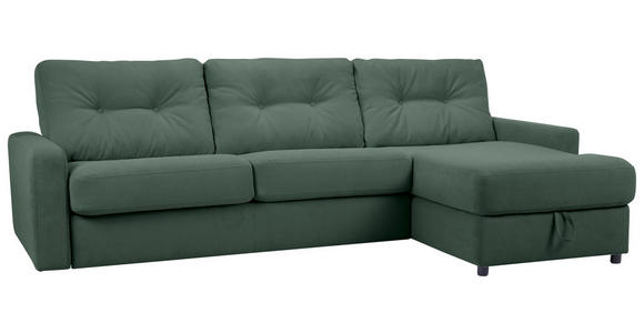 ECKSOFA Dunkelgrün Webstoff  - Dunkelgrün/Schwarz, KONVENTIONELL, Kunststoff/Textil (270/160cm) - Carryhome