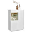 HIGHBOARD Weiß  90/130/38 cm  - Weiß, MODERN, Glas/Holzwerkstoff (90/130/38cm) - Carryhome