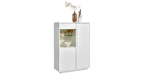 HIGHBOARD Weiß 90/130/38 cm - Weiß, MODERN, Glas/Holzwerkstoff (90/130/38cm) - Carryhome