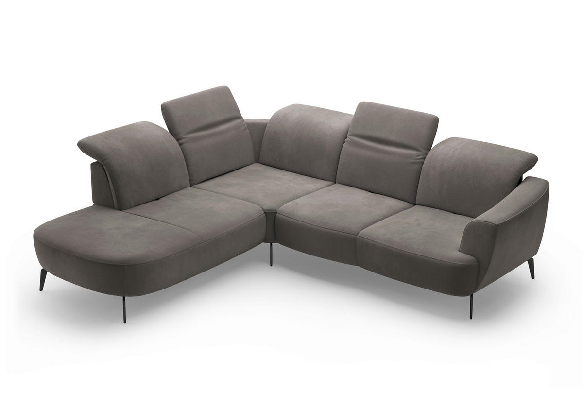 ECKSOFA in Flachgewebe Graphitfarben  267/300 cm  - Schwarz/Graphitfarben, KONVENTIONELL, Textil/Metall (267/300cm) - Sit & More