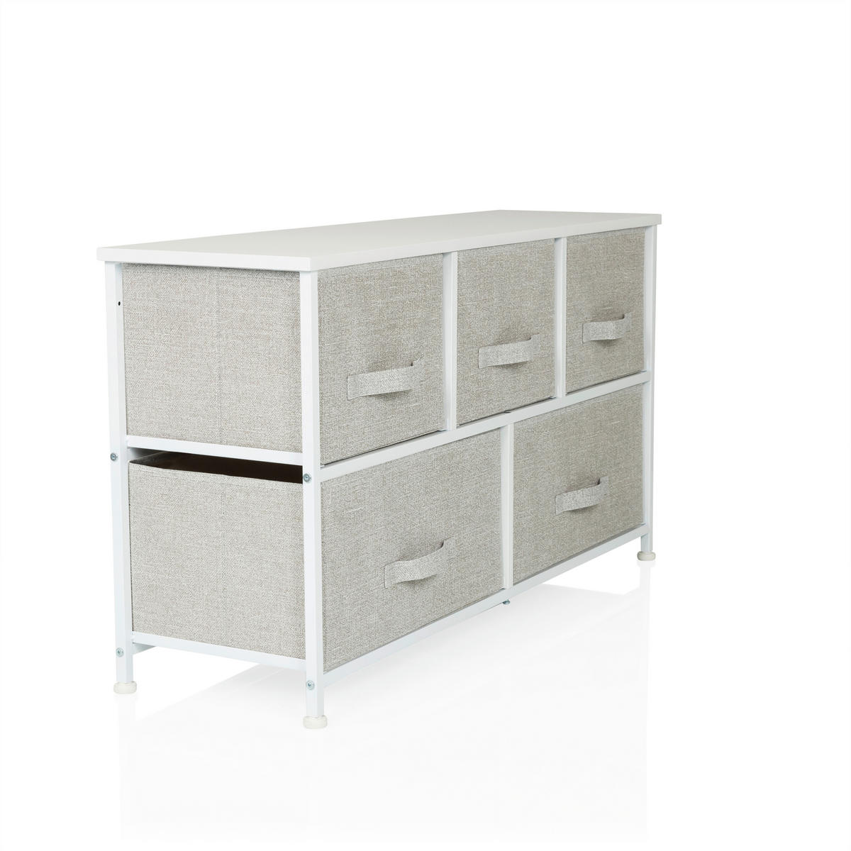 KOMMODE  in 100/55/30 cm  - Weiß/Grau, MODERN, Kunststoff/Textil (100/55/30cm) - MID.YOU